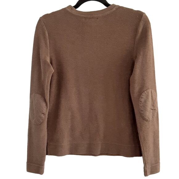 Lauren Ralph Lauren Terry Pullover Sweatshirt Chocolate Brown Quilted Equestrian - Picture 2 of 8